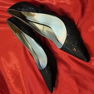 Black glitter sparkle heels sz 10